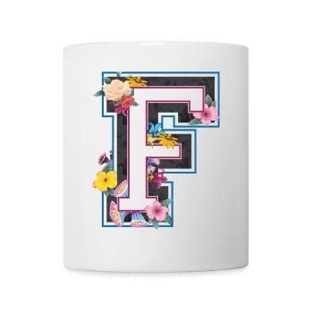 Letter F in varsity style - Mug - white - Front