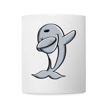 Delfin macht Dab Dance - Dabbing - Delphin - Comic - Tasse - Weiß - Vorne
