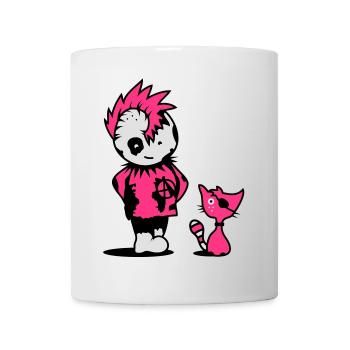 Ein kleiner Punk mit einer kleinen Katze - Tasse - Weiß - Vorne