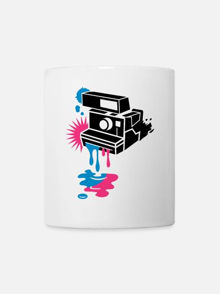 Sofortbildkamera - Farbe tropft raus - - Tasse - Weiß