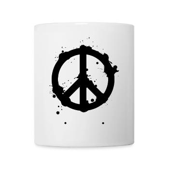 Signe de paix frappant dans un look éclaboussé de graffitis - Mug blanc - blanc - Devant