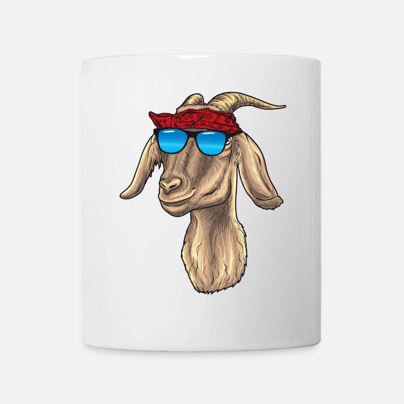 Chèvre robuste avec lunettes de soleil et bandana - Mug blanc - blanc