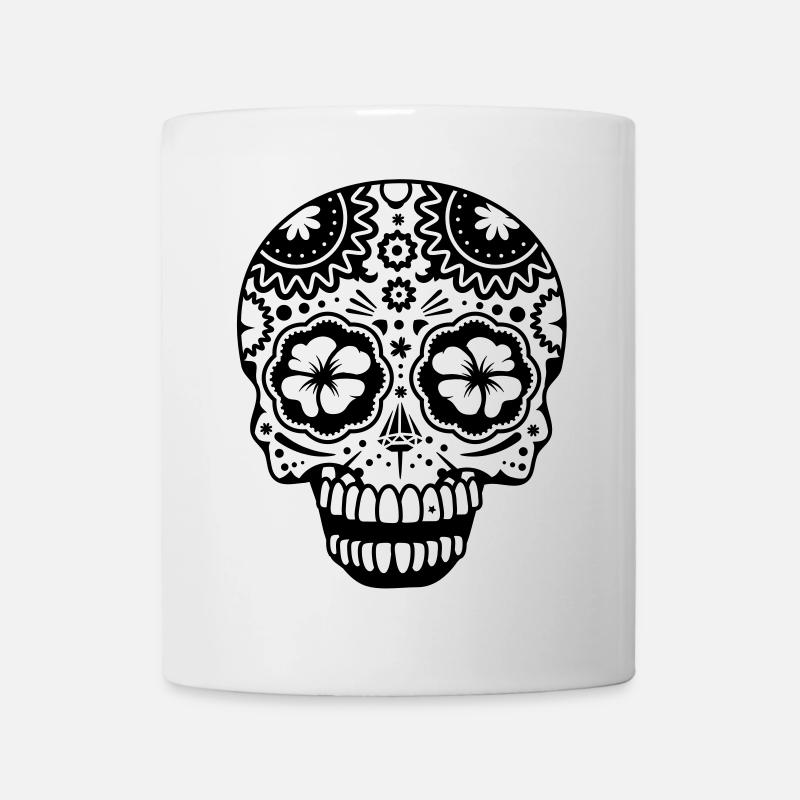 Un crâne riant dans le style de crânes de sucre - Mug blanc - blanc