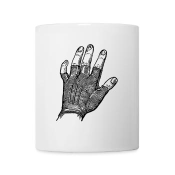 Hand mit Handschuh - Tasse - Weiß - Vorne