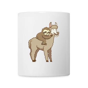Süßes Faultier reitet Lama Shirt witziges Geschenk - Tasse - Weiß - Vorne