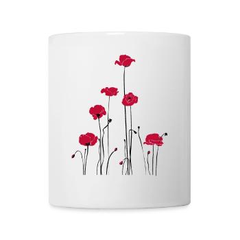 Abstrakte Florale Linienkunst. Mohn - Tasse - Weiß - Vorne