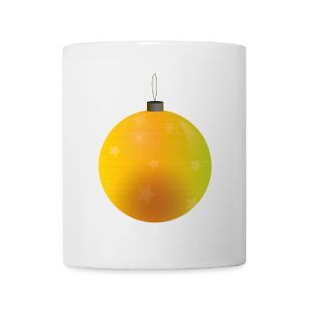 gelbliche Weihnachtskugel mit Sternen - Tasse - Weiß - Vorne