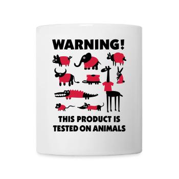 Warning this product is tested on animals 3clr - Mug blanc - blanc - Devant