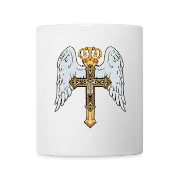 Himmlisches Kreuz mit Krone - Tasse - Weiß - Vorne