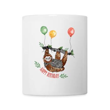 Happy Birthday Faultier - Tasse - Weiß - Vorne