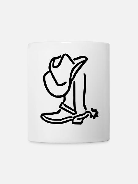 Cowboyhut und Countrystiefel - Tasse - Weiß