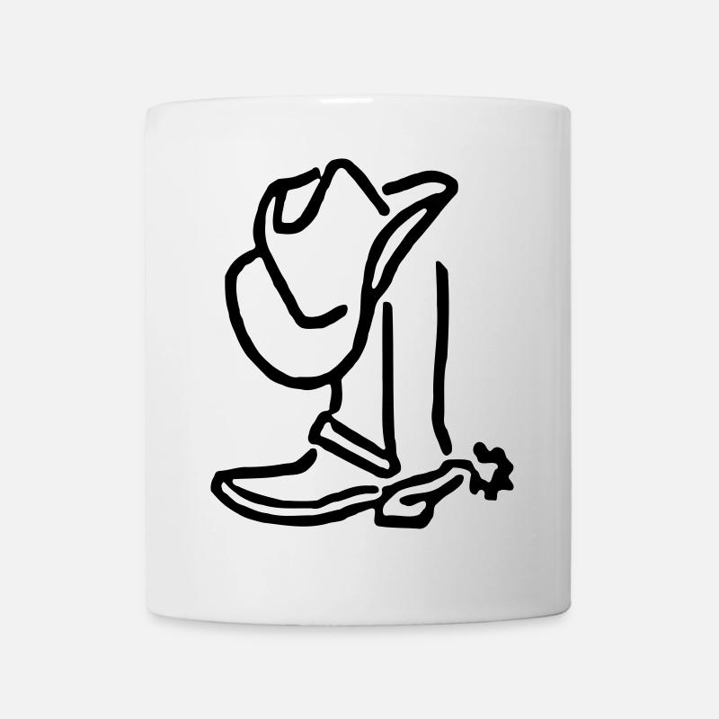 Chapeau de cowboy et bottes de campagne - Mug blanc - blanc