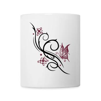 Cherry blossoms with butterfly - Mug - white - Front