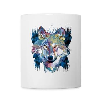 Polygon Wolf - Beautiful grey wolf in blue - Mug - white - Front