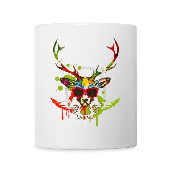 Hirschkopf mit roter Sonnenbrille - Tasse - Weiß - Vorne