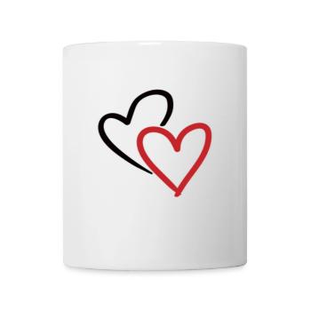 Coeur, Coeur, 2 Coeurs, Cœur double - Mug blanc - blanc - Devant