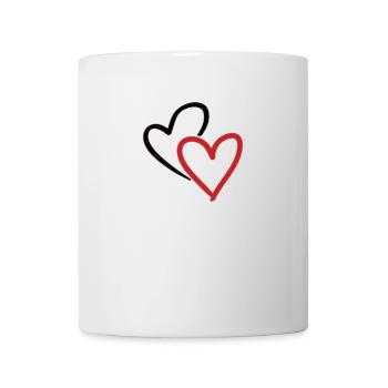Cœur double, Cœur, Coeur, 2 Coeurs - Mug blanc - blanc - Devant