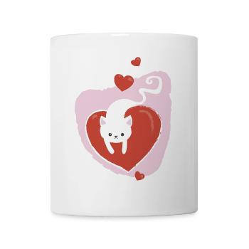 Chat d'amour blanc - Mug blanc - blanc - Devant