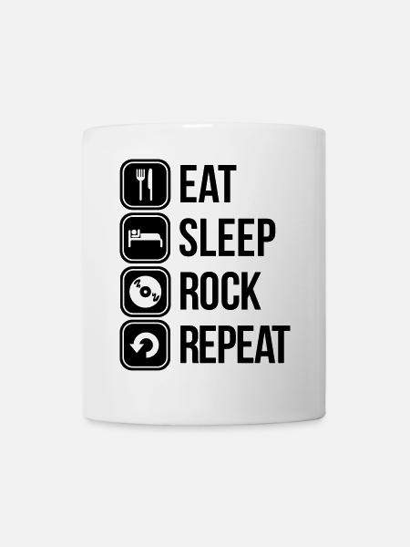 eat sleep rock repeat - Tasse - Weiß
