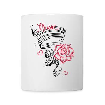 Music notes with music sheet and rose. - Mug - white - Front