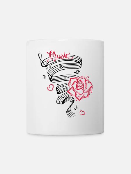 Notes musicales avec musique et fleur. - Mug blanc - blanc
