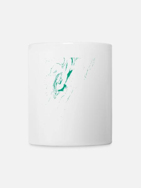 Türkis Linienkunst auf schwarzem Hintergrund - Tasse - Weiß