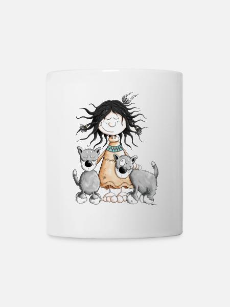 Indianermädchen unter Wölfen - Tasse - Weiß