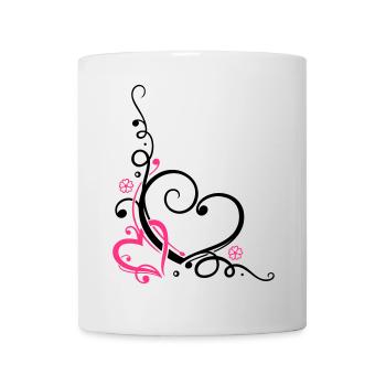 Two hearts with ornament - Mug - white - Front