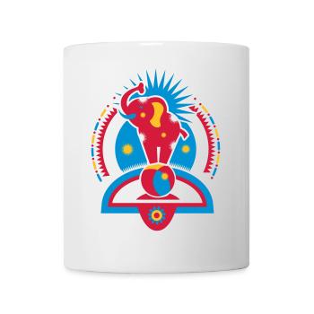 Un éléphant de cirque sur un ballon dans le ring - Mug blanc - blanc - Devant