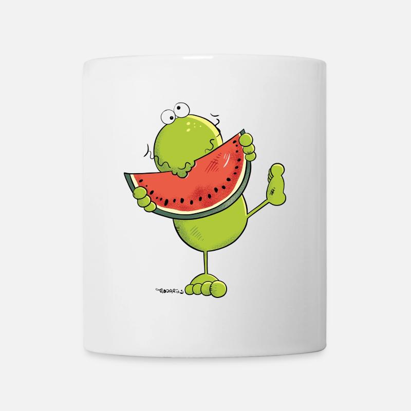 Frosch mit Melone - Tasse - Weiß