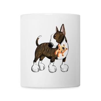 Bullterrier mit Teddy - Tasse - Weiß - Vorne