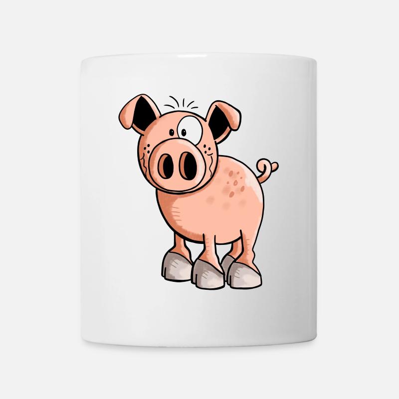 Rosa Ferkel - Schwein - Sau - Schweinchen - Comic - Tasse - Weiß