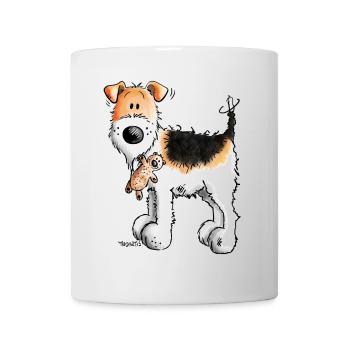 Playing Fox Terrier - Dog - Dog - Cartoon - Gift - Mug - white - Front