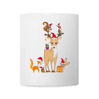 weihnachtliches Treffen niedlicher Waldtiere - Tasse - Weiß - Vorne