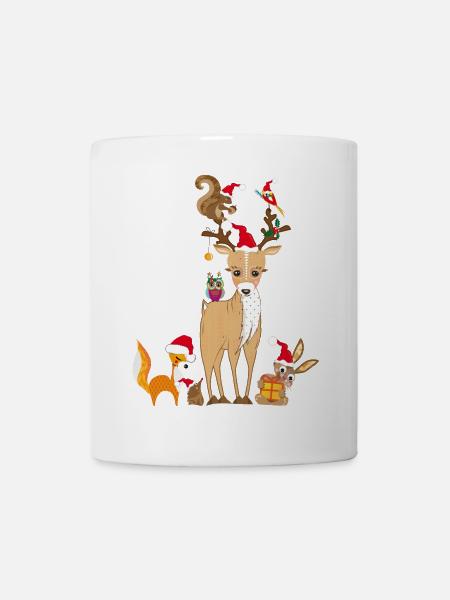 weihnachtliches Treffen niedlicher Waldtiere - Tasse - Weiß