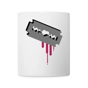 Razor blade with heart and blood - Mug - white - Front