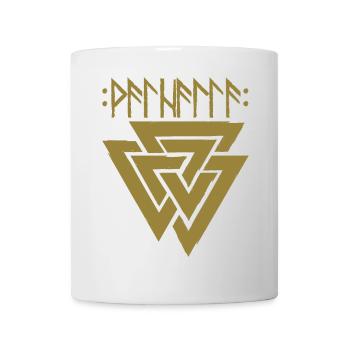 Valhalla in runes with Valknut, symbol of Odin - Mug - white - Front
