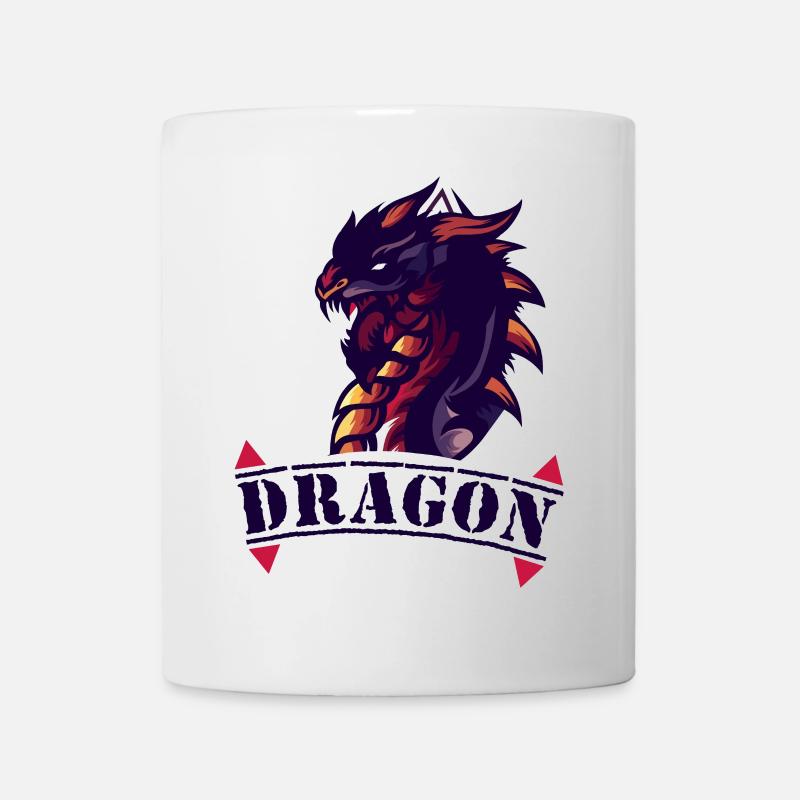 Logo du dragon avec accents de feu - Mug blanc - blanc