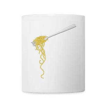Spaghetti Pasta auf einer Gabel - Tasse - Weiß - Vorne