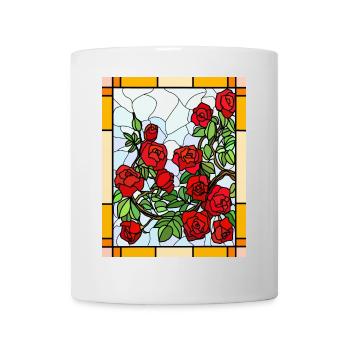 Glasmalerei Rosen - Tasse - Weiß - Vorne