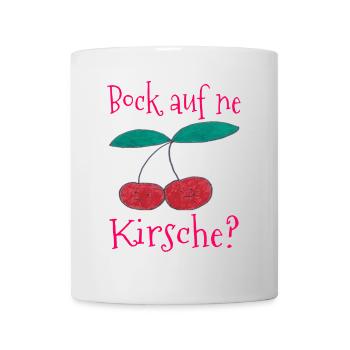 Kirsche Spruchdruck Back auf ne Kirsche - Tasse - Weiß - Vorne