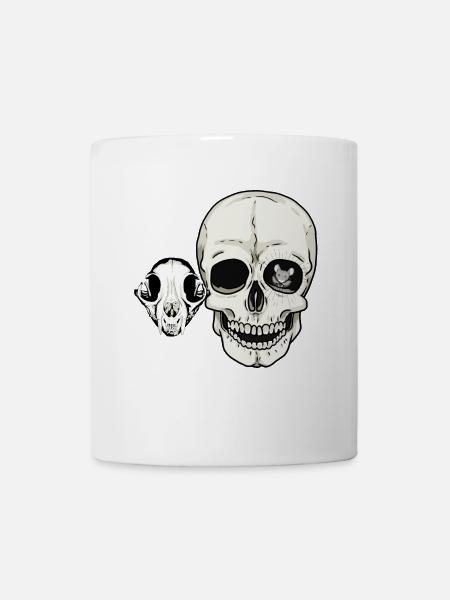 têtes de mort chat homme crâne animaux - Mug blanc - blanc