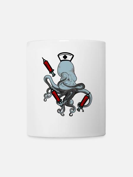 Infirmière Octopus Horror Seringue Phobie Docteur - Mug blanc - blanc