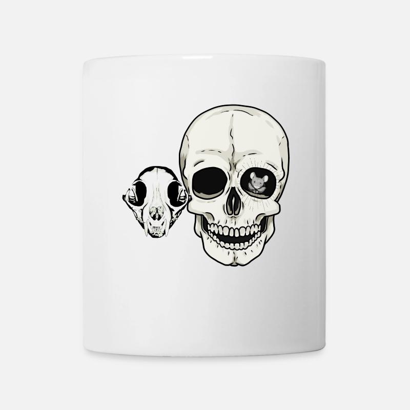 Halloween Bone Skull Cat Souris humaine - Mug blanc - blanc