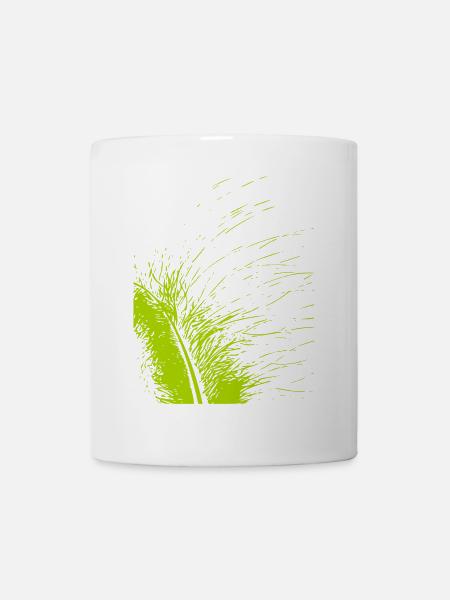 Abstrakte Feder / Linie / grün / Muster - Tasse - Weiß