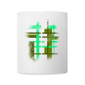 Abstrakt Cyber VINTAGE Hintergrund Design - Tasse - Weiß - Vorne