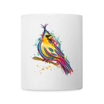 Colorful bird - drawing by watercolor - beautiful bird - Mug - white - Front