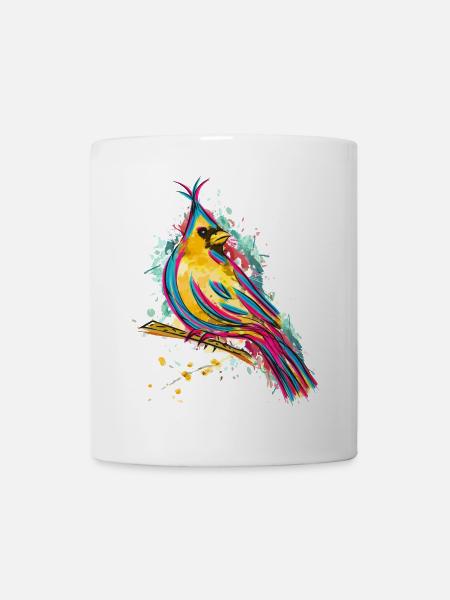 Oiseau coloré - dessin à l'aquarelle - bel oiseau - Mug blanc - blanc