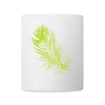 Abstrait plume / ligne / vert / motif - Mug blanc - blanc - Devant