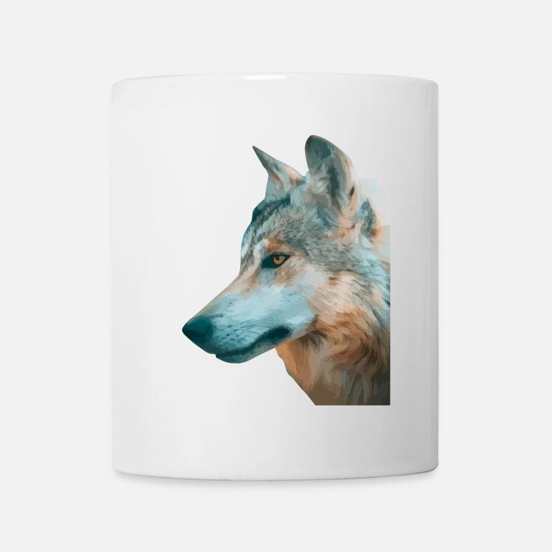 Tête de loup Aquarelle - Mug blanc - blanc